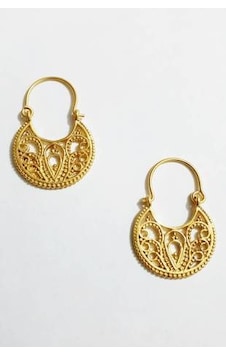 Edwol Antik Çelik Desenli Küpe Gold Edwol Antik Çelik Desenli Küpe Gold