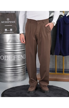 Modefendi Baggy Kesim Pile Detaylı Kumaş Pantolon Kahverengi Modefendi Baggy Kesim Pile Detaylı Kumaş Pantolon Kahverengi