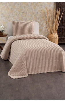 Granada Peluş Tek Kişilik Yatak Örtüsü Bej Bej Granada Peluş Tek Kişilik Yatak Örtüsü Bej Bej