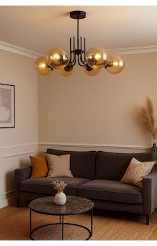 Vien Modern Tasarım Salon Yemek Odası Mutfak Siyah Renk Bal Camlı Sarkıt 6 Lı Avize Siyahball Siyahball Vien Modern Tasarım Salon Yemek Odası Mutfak Siyah Renk Bal Camlı Sarkıt 6 Lı Avize Siyahball Siyahball