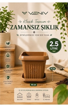 Dekoratif Antik Kare Alt Tabaklı Saksı 2,50 Litre 1 Adet Dekoratif Antik Kare Alt Tabaklı Saksı 2,50 Litre 1 Adet