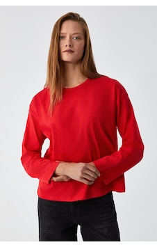 Grımelange Basıl Kadını Oversize %100 Organik Pamuk Örme Uzun Kol Kırmızı T-shirt Kırmızı Grımelange Basıl Kadını Oversize %100 Organik Pamuk Örme Uzun Kol Kırmızı T-shirt Kırmızı