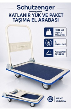 Maksimum 300 Kg Kapasiteli Platformlu Taşıma Arabası Katlanabilir 4 Tekerlekli Yük Ve Koli Taşıma Arabası Tp6001