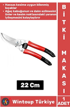 Premium Ergonomik Keskin Yaylı Ağaç Bitki Çiçek Bağ Budama Makası 22 Cm