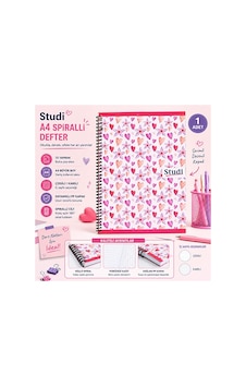 Kalp Çiçek Desenli A4 Spiralli Defter 72 Yaprak Pp Kapak Çizgili Kareli 1 Adet Pembe Kalp Çiçek Desenli A4 Spiralli Defter 72 Yaprak Pp Kapak Çizgili Kareli 1 Adet Pembe