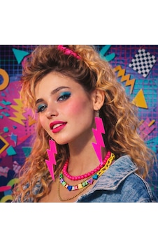 80 Ler 90 Lar Retro Neon Pembe Şimşek Küpe 10 Cm 80 Ler 90 Lar Retro Neon Pembe Şimşek Küpe 10 Cm