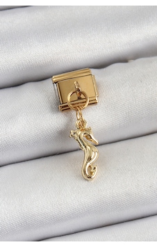 316l Çelik Sallantılı Deniz Atı Model Gold Renk Charm Gümüş