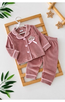 Minigimin Cicileri Taç İşleme Detaylı Kadife Kız Çocuk Pijama Takımı - Pudra Minigimin Cicileri Taç İşleme Detaylı Kadife Kız Çocuk Pijama Takımı - Pudra