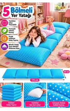 Pufi 5 Bölmeli Yer Yatağı 60x170 Cm Çıkarılabilir Yastıklı, Yıkanabilir Kılıflı, Katlanabilir Oyun Ve Misafir Minderi Mavi Pufi 5 Bölmeli Yer Yatağı 60x170 Cm Çıkarılabilir Yastıklı, Yıkanabilir Kılıflı, Katlanabilir Oyun Ve Misafir Minderi Mavi