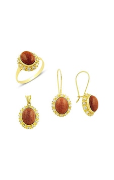 Akik Taşlı Set 9.00 Gram 14 Ayar Altın Akik Taşlı Set 9.00 Gram 14 Ayar Altın