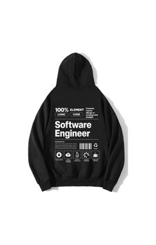 Brz Collection Unisex Oversize Software Engineer Hoodie Siyah Brz Collection Unisex Oversize Software Engineer Hoodie Siyah