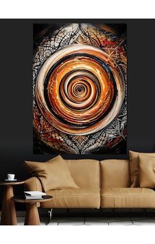 Altın Sarısı Spiral Girdap Formu Dekoratif Kanvas - Mdf Ahşap Tablo