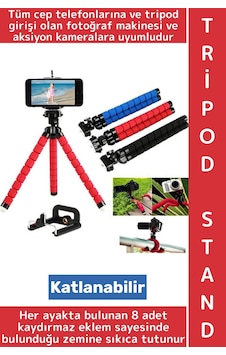 Wintoup Telefon Aksiyon Kamerası Yatay Dikey Şık Ahtapot Selfie Tripod Telefon Tutucu Akrobat Stand Çubuğu