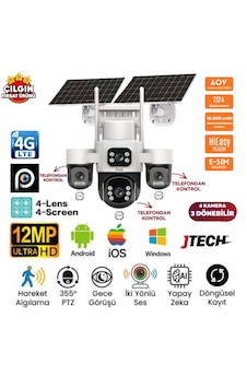 Inox X-24 3mp+3mp+3mp+3mp 12mp 4g E-sim Kartlı 2xsolar Panelli 4 Lens 3 Ptz Akıllı Kamera Inox X-24 3mp+3mp+3mp+3mp 12mp 4g E-sim Kartlı 2xsolar Panelli 4 Lens 3 Ptz Akıllı Kamera