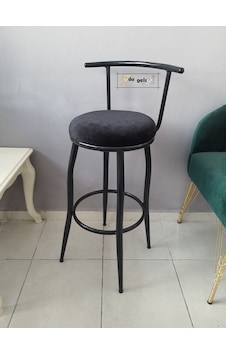 Sırtlı Dekoratif Bar Tabure Kara Inci Siyah Sırtlı Dekoratif Bar Tabure Kara Inci Siyah