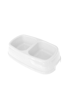 İkili Plastik Mama Ve Su Kabı 500 + 500 Ml Beyaz İkili Plastik Mama Ve Su Kabı 500 + 500 Ml Beyaz
