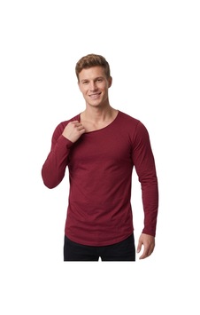 Deepsea Erkek Bordo %95 Pamuk Slim Fit Kesik Açık Yaka Likralı Penye Sweatshirt Oval Kesim 2602299 Deepsea Erkek Bordo %95 Pamuk Slim Fit Kesik Açık Yaka Likralı Penye Sweatshirt Oval Kesim 2602299