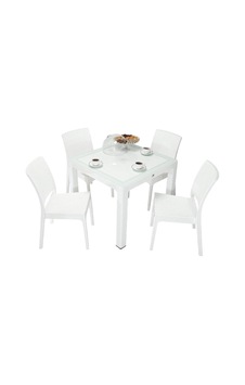 Mandella Elit Rattan 90x90 Elit Sandalye Camlı Masa Takımı Beyaz Çok Renkli Mandella Elit Rattan 90x90 Elit Sandalye Camlı Masa Takımı Beyaz Çok Renkli
