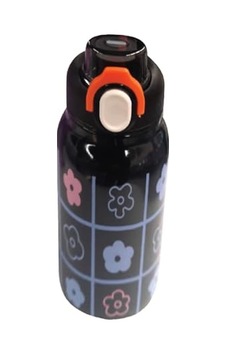 Çelik İçli Termos 550ml Siyah Çiçekli 01 Çelik İçli Termos 550ml Siyah Çiçekli 01
