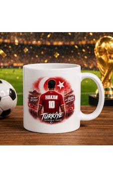 Bk Gift Kişiye Özel Türkiye Taraftar Temalı 2026 Dünya Kupası Tasarımlı Beyaz Kupa Bardak -1, Tek Yürek Milli Takım Ruhu