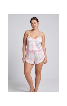 Laperissa Pembe Kurdele/fiyonk Desenli Dantelli İp Askılı Crop Saten Şortlu Dokuma Pijama Takımı Çok renkli Laperissa Pembe Kurdele/fiyonk Desenli Dantelli İp Askılı Crop Saten Şortlu Dokuma Pijama Takımı Çok renkli
