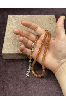 Alpaka Zincir Püsküllü Kapsül Kesim Turuncu Ateş Kehribar Tesbih 7x11 Mm Alpaka Zincir Püsküllü Kapsül Kesim Turuncu Ateş Kehribar Tesbih 7x11 Mm