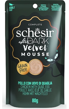 Schesir After Dark Velvet Mousse Tavuk ve Bıldırcın Yumurtalı Yetişkin Kedi Konservesi 80 G Schesir After Dark Velvet Mousse Tavuk ve Bıldırcın Yumurtalı Yetişkin Kedi Konservesi 80 G