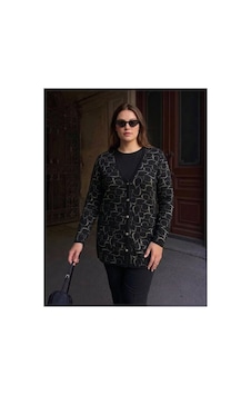Onno Style Women Kalp Desenli Klasik Triko Düğmeli Ceket Siyah Onno Style Women Kalp Desenli Klasik Triko Düğmeli Ceket Siyah