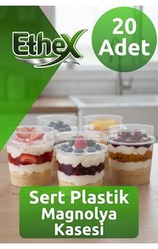 20 Li Plastik Magnolia Tatlı Kasesi 310 Cc Kapaklı Kristal Şeffaf Sunum Kabı - 832484790