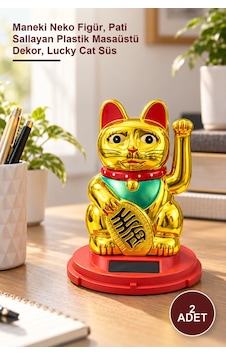 2 Adet Pati Salayan Şans Kedisi Maneki Neko Figür, Pati Sallayan Plastik Masaüstü Dekor, Lucky Cat Süs 2 Adet Pati Salayan Şans Kedisi Maneki Neko Figür, Pati Sallayan Plastik Masaüstü Dekor, Lucky Cat Süs