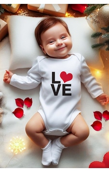Lilabio Sevgililer Günü Temalı Bebek Body Ekru Lilabio Sevgililer Günü Temalı Bebek Body Ekru