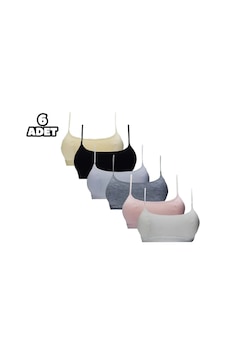 Dondeza 6'lı Paket Askılı Pedli Düz Büstiyer Karışık Renk Asorti Dondeza 6'lı Paket Askılı Pedli Düz Büstiyer Karışık Renk Asorti