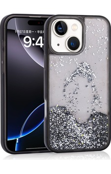 Apple Uyumlu iPhone 15 Kılıf Sıvılı Simli Şeffaf Arka Yüzey Zore Keto Silikon Kapak Siyah Apple Uyumlu iPhone 15 Kılıf Sıvılı Simli Şeffaf Arka Yüzey Zore Keto Silikon Kapak Siyah