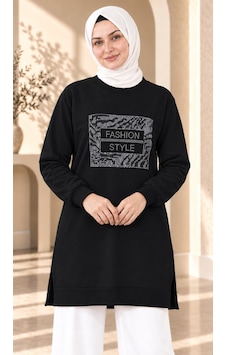 Unika Boutique Kadın Taş Detaylı Fashion Uzun Sweatshirt Tunik Çok Renkli