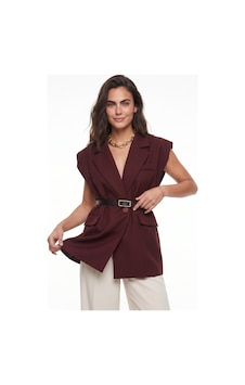 Onloox Kadın Bordo Bordo Pamuklu Karışım Oversize Vatkalı Cep Detaylı Kemerli Astarlı Blazer Yelek Onloox Kadın Bordo Bordo Pamuklu Karışım Oversize Vatkalı Cep Detaylı Kemerli Astarlı Blazer Yelek