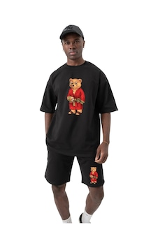 Benroma Unisex Baskılı Şortlu Takım SiYAH