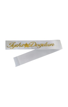Kumaş Kuşak İyi Ki Doğdun Beyaz - Altın Yetişkin Kumaş Kuşak İyi Ki Doğdun Beyaz - Altın Yetişkin
