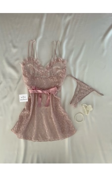 Mh Moony Homewears 2'li Scarlet Pudra Gecelik İç Giyim Seti Pudra Mh Moony Homewears 2'li Scarlet Pudra Gecelik İç Giyim Seti Pudra