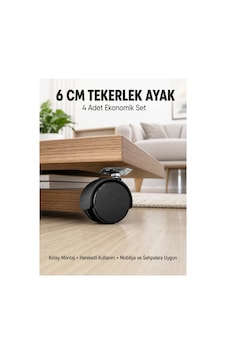 Trendlia Halı Ve Beton Uyumlu Kilitsiz Mobilya Tekerleği 4 Lü Çok Renkli