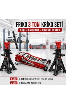 Frıko 3 Ton Alçak Kriko Ve Araç Altı Sehpa Seti Frıko 3 Ton Alçak Kriko Ve Araç Altı Sehpa Seti