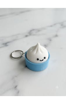 3d Baskı Çin Mantı Clicker Anahtarlık Beyaz - Mavi 3d Baskı Çin Mantı Clicker Anahtarlık Beyaz - Mavi