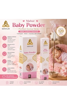 Mahur Baby Powder Bebek Pudrası Kokulu Tütsü 120 Adet 6 Kutu X 20 Çubuk, Premium Çubuk Tütsü, Ev Ve Ortam Kokulandırma