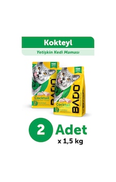 Bado Yetişkin Kedi Maması Kokteyl 1,5 Kg 2'li Bado Yetişkin Kedi Maması Kokteyl 1,5 Kg 2'li