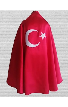 Pazarsen 23 Nisan Özel Türk Bayraklı Kırmızı Gösteri Pelerini-PL1234 Pazarsen 23 Nisan Özel Türk Bayraklı Kırmızı Gösteri Pelerini-PL1234