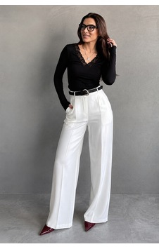 Madmext Beyaz Yüksek Bel Pileli Kemerli Geniş Paça Kadın Pantolon Mg2615 Madmext Beyaz Yüksek Bel Pileli Kemerli Geniş Paça Kadın Pantolon Mg2615