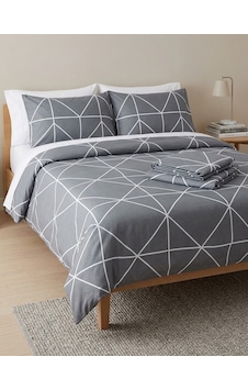 Çift Kişilik Pamuklu Nevresim Takımı - Gri Geometrik Desenli Modern Yatak Örtüsü Seti Çok Renkli Çift Kişilik Pamuklu Nevresim Takımı - Gri Geometrik Desenli Modern Yatak Örtüsü Seti Çok Renkli