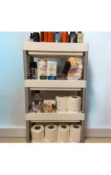 Silim Organizatör Raf Banyo Düsenleyici Yatay 44 En 21 Boy 84 Cm Gri - Beyaz