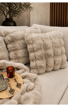 Peluş Bubble Kırlent Kılıfı 2'li Taş Peluş Bubble Kırlent Kılıfı 2'li Taş