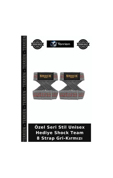 Özel Seri Stil Unisex Hediye Shock Team 8 Strap Gri-kırmızı Özel Seri Stil Unisex Hediye Shock Team 8 Strap Gri-kırmızı