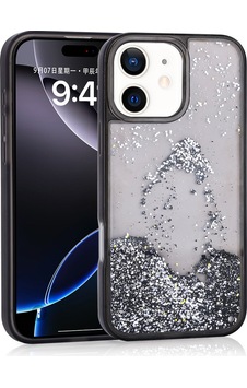 Apple Uyumlu iPhone 12 Uyumlu Kılıf Sıvılı Simli Şeffaf Arka Yüzey Zore Keto Silikon Kapak-siyah Siyah - Apple Uyumlu iPhone 12 Uyumlu Kılıf Sıvılı Simli Şeffaf Arka Yüzey Zore Keto Silikon Kapak-siyah Siyah -